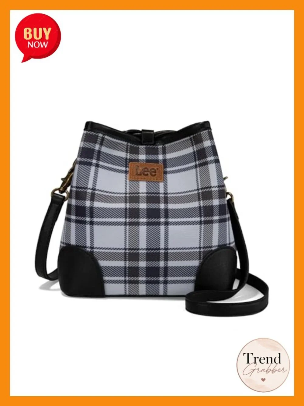 Canvas Drawstring Hobo Bag with Crossbody Strap - Lee Licensed